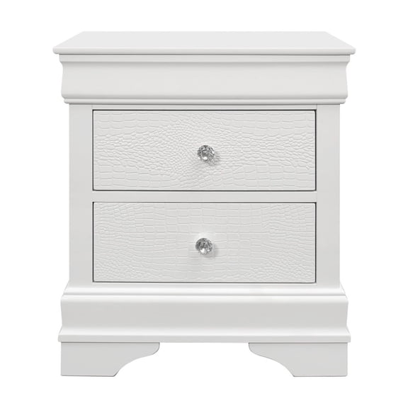 Shaker Crocodile Metallic White Nightstand