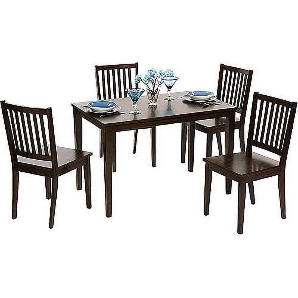 Espresso High Back Slat Wood Dining Chairs, Set of 4