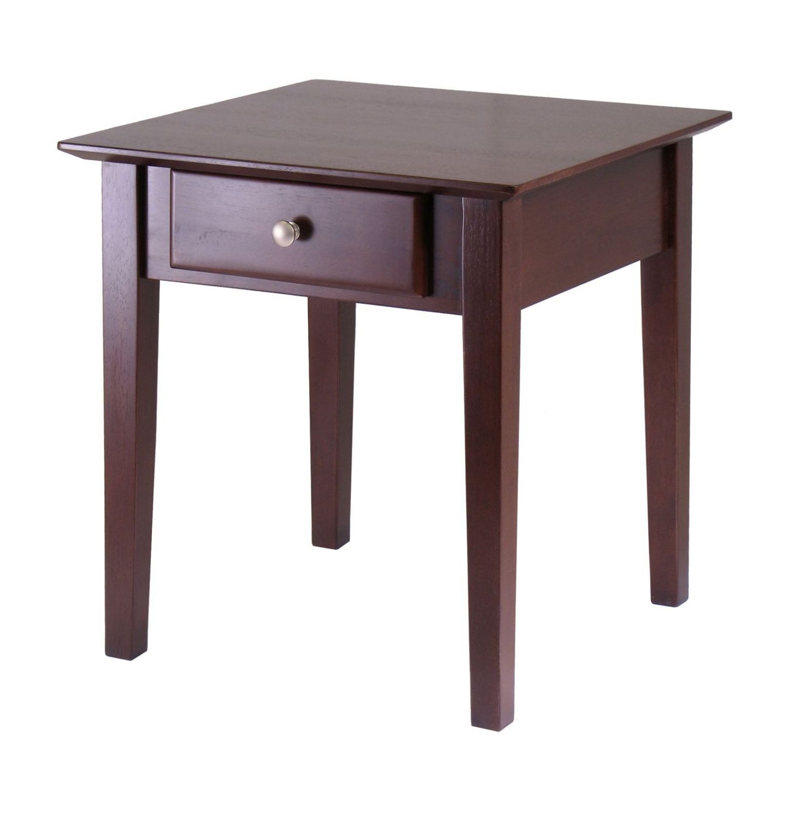 Shaker End Table with Drawer - Walnut Nightstand - Living Room Accent ...