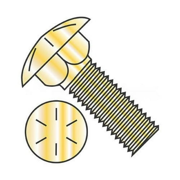 Shaker Screen Carriage Bolt - Square Neck Round Head - Yellow Zinc Grade 8 Steel - 5/8"-11 Thread - 3-1/4" Long