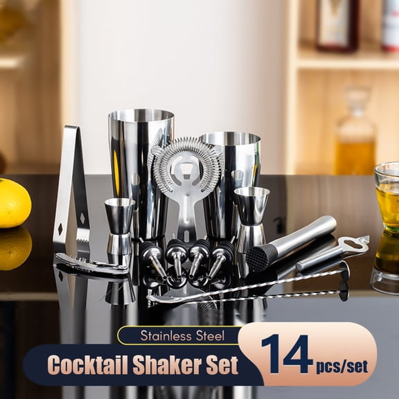 Shaker,Screw Bar Tool Cocktail Shaker Set Crusher/ice Opener/cork Screw 14pcs/set Kit Cocktail Drink Solinder With Shaker/ Pourers/ Crusher/ Ice Spoon/ Ice Crusher/ Ice Spoon/ Bottle Opener/