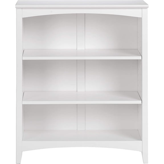 Shaker Style 3 Shelf Bookcase Solid Wood 36 High Adjustable Shelving Closed Back Display Bookshelf for Living Room Bedroom Home and Office White