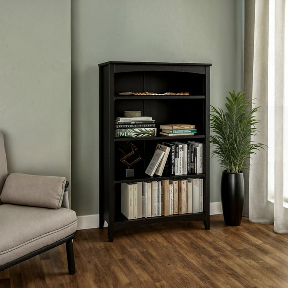 Shaker Style Bookcase - Black Finish - 48"H