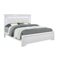 thumbnail image 1 of Shaker Style White Full Bed Frame with Crystal Tufted Faux Leather LED Headboard - Contemporary Rubberwood &amp; MDF Panel Bed for Bedroom, Box Spring Required, 58.5"W, 1 of 5