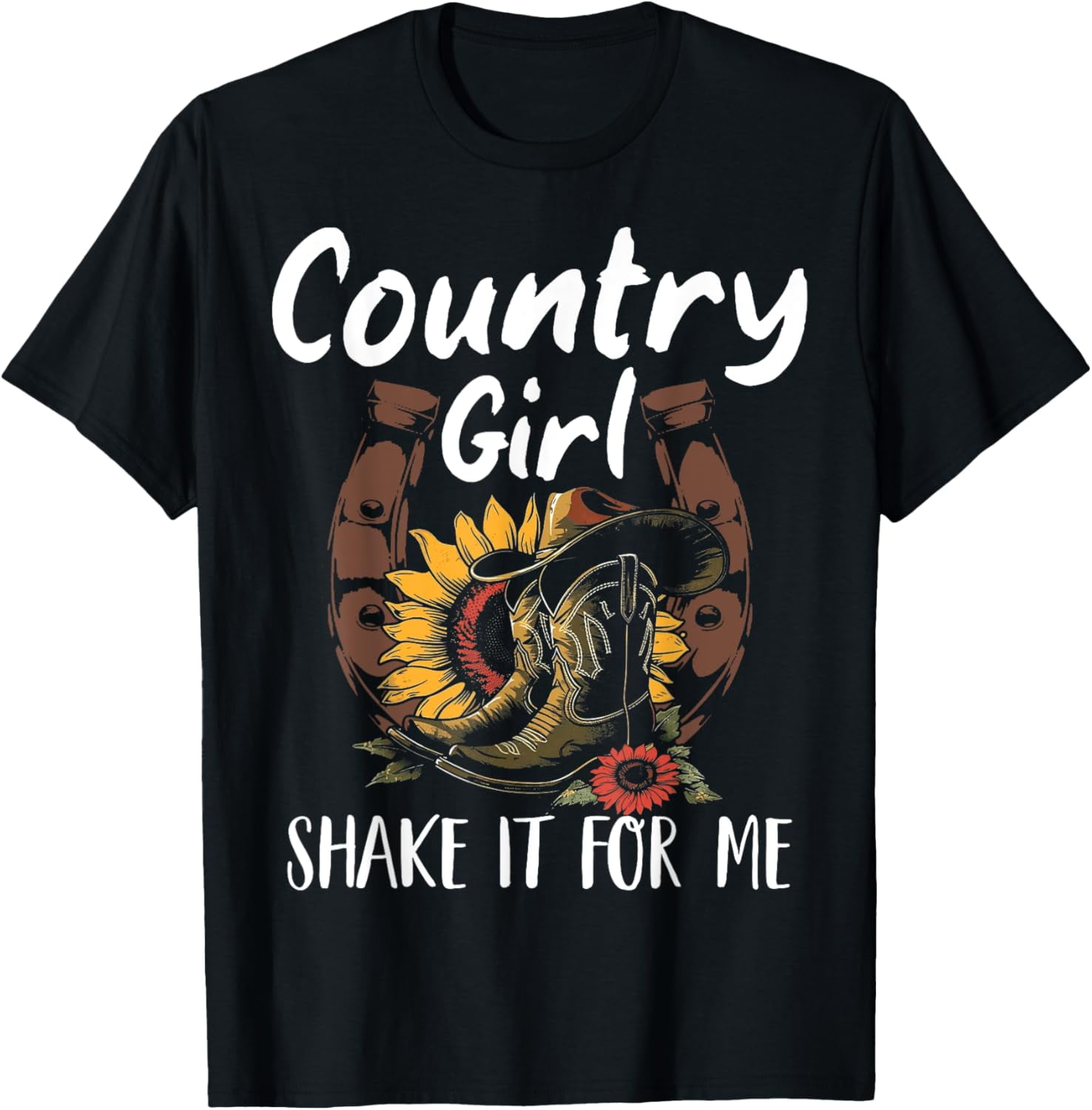 Shakes It For Me Country Music Cowgirl Boots Shirt Sunflower TShirt
