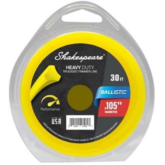 Shakespeare 17460 Ballistic Tri-Edged Trimmer Line 0.105" x 30ft Nylon Yellow