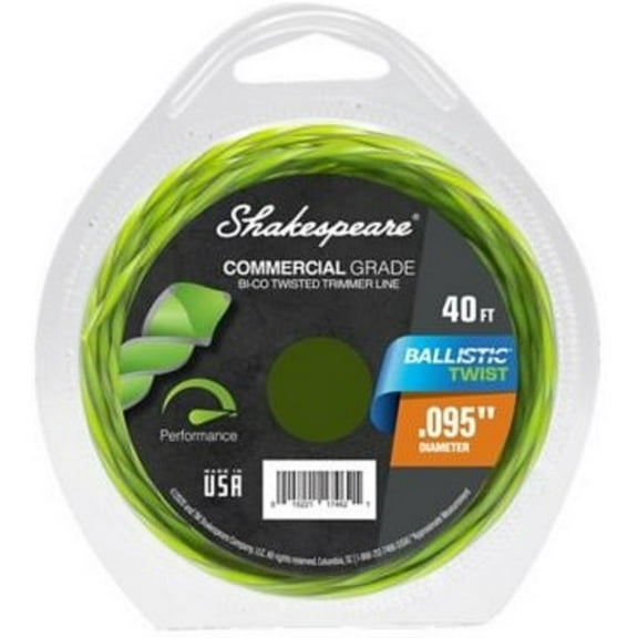 Shakespeare 17462 Ballistic Twist Trimmer Line 0.095 Inch x 40ft Nylon Green