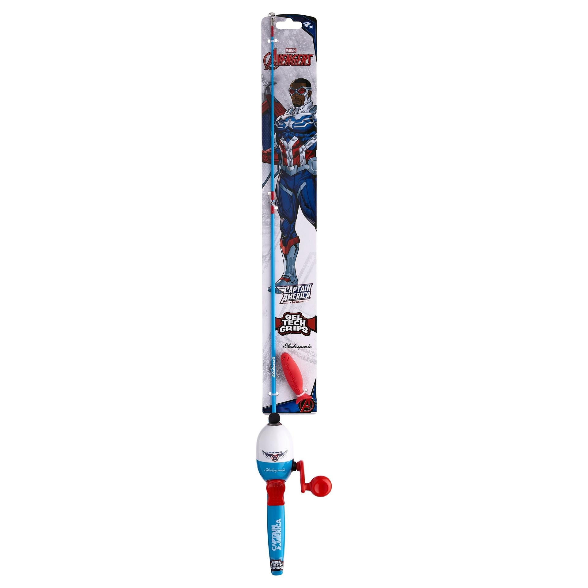 Shakespeare Marvel Captain America Beginner Kit 2'6" Spincast Combo for Kids