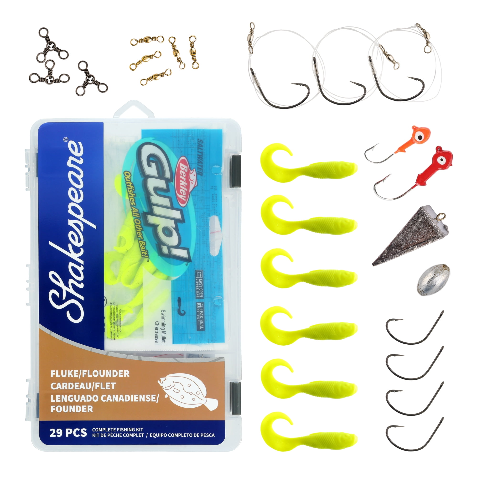 Shakespeare Catch More Fish Fluke Flounder Tackle Box Kit, Fishing Tackle Box with Tackle