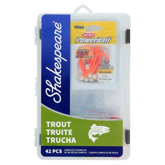Shakespeare Catch More Fish Trout Tackle Box Kit, Fishing Tackle Box with Tackle