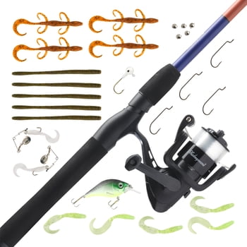 Shakespeare Catch More Fish 3 Spinning Fishing Combo Kit, Bass