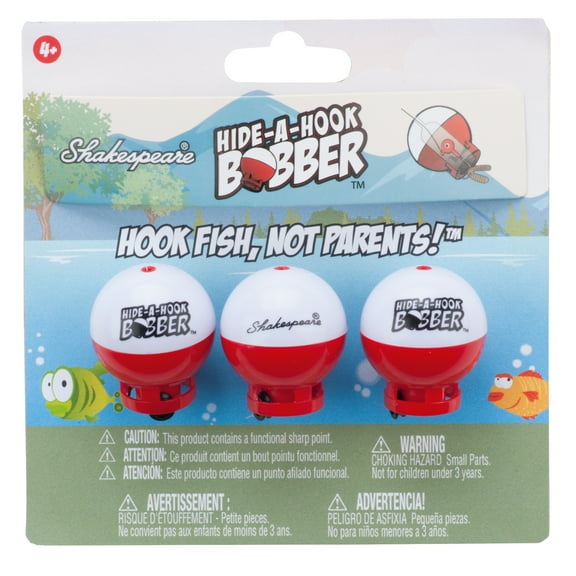 Shakespeare Hide-A-Hook Bobber, 3-Pack, Weighted Fishing Bobbers for Kids