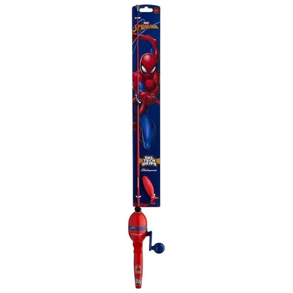 Shakespeare Marvel Spiderman Kit 2'6" Spincast Combo for Kid, Gel-Tech Comfort Grip Handle, Safety Hook Keeper, Includes Practice Casting Plug