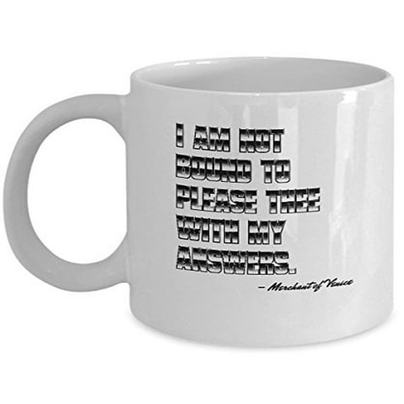 Shakespeare Quote 11 oz Coffee Mug - I Am Not White Ceramic Gift