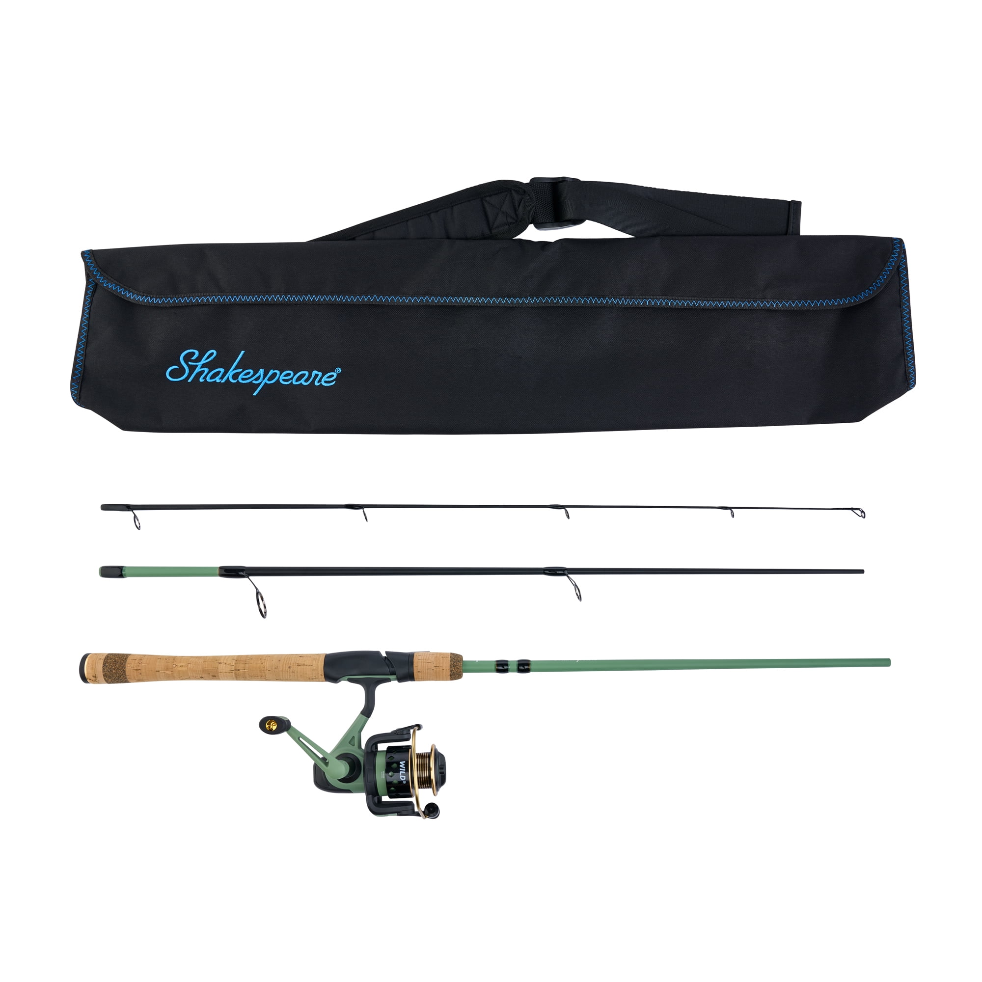 Shakespeare Wild Travel Spinning Combo 6'6" 3-Piece Fishing Rod and Reel Combo