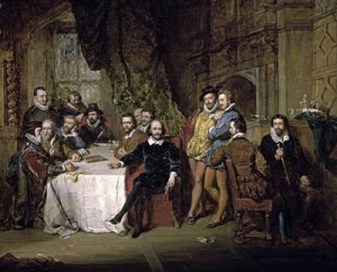 Shakespeare and his Friends at the Mermaid Tavern Canvas Art - John Faed (22 x 28)