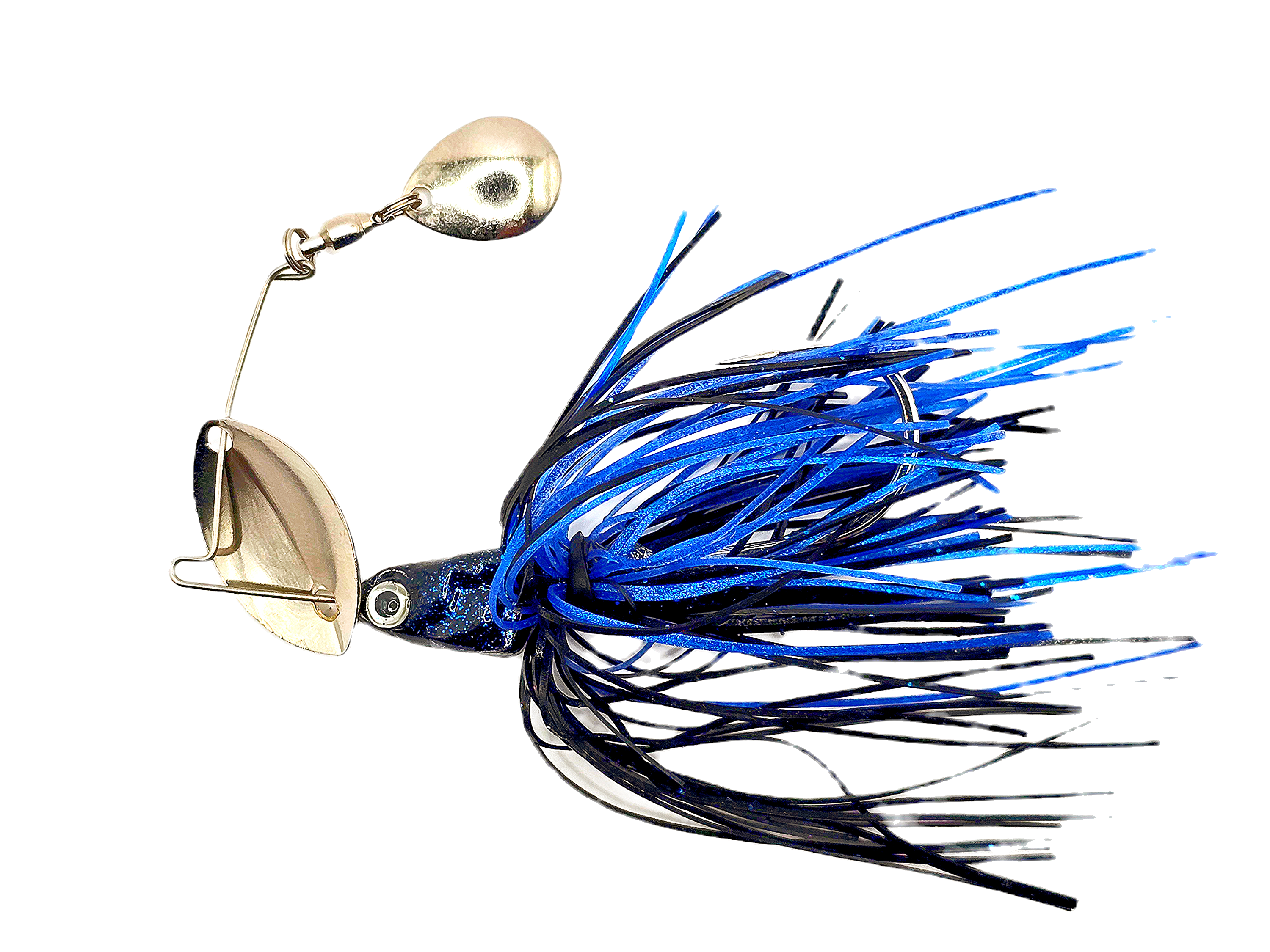 Shakin’ Shad 1/2 oz Black Blue Bladed Jig / Colorado Spinner Blade Hybrid for Vibration & Flash / Weedless Bass Fishing Lure Cuts Through Grass / Scented Durable Jig / Game Changer Baits