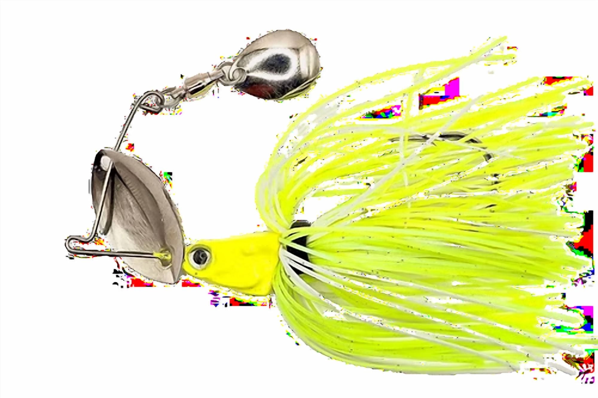 Shakin’ Shad 1/2 oz Chartreuse & White Bladed Jig / Colorado Spinner Blade Hybrid for Vibration & Flash / Weedless Bass Fishing Lure for Grass & Cover / Scented Durable Jig / Game Changer Baits