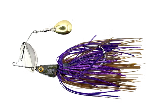 Shakin’ Shad 1/2 oz Green Pumpkin Purple Bladed Jig / Colorado Spinner Blade Hybrid for Vibration & Flash / Weedless Bass Fishing Lure for Grass & Cover / Scented Durable Jig / Game Changer Baits