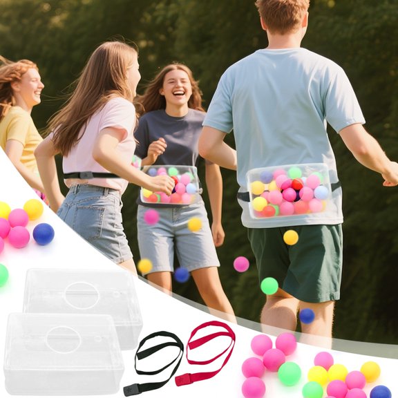 Shaking Ball Party Game with 2 Transparent Boxes and Adjustable Waist Belts Funny Social Activity Hobby Kit for Teens and Adults Novelty Gift Set