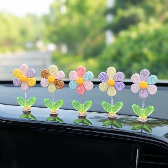 Shaking Flower Car Dashboard Ornament, Cute Spring Swing Decor for Auto Interior