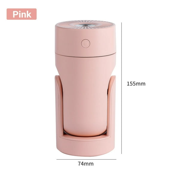 Shaking Head Air Humidifier Vehicle Purification 220ML Cool Water Mist Maker Colorful Night Lights USB Home Mute Steam Generator (Pink)
