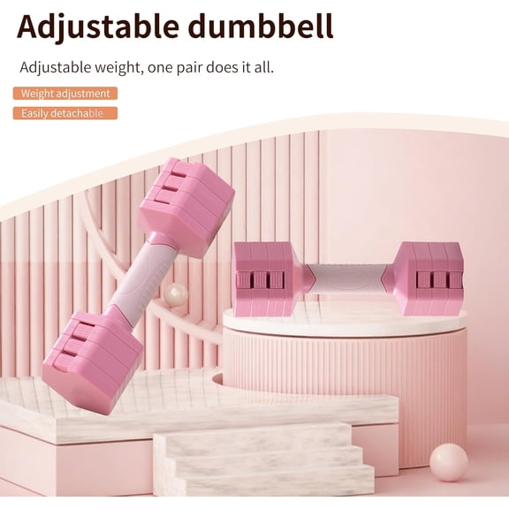 Shaking Weight Adjustable Dumbbell Set 22-66 lbs, Vibration Enhanced Home Gym Equipment for Full Body Workout, Space Saving Fitness Dumbbells with Dial System for Men & Women, Pink