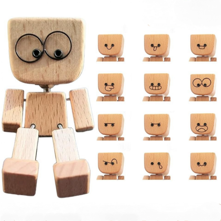 Shaking Wooden Man Figure Decoration,Shaking Feet Wooden Doll