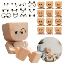 Wooden Man Figurine, 12pcs Expressions, 2025 New Funny Wood Car Desktop Decoration, Handmade Feet Wooden Doll, Portable Handmade Car Ornament Desktop Decor