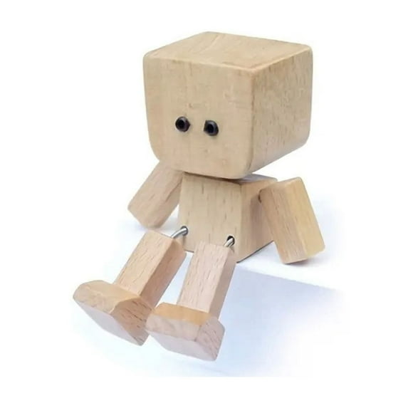 Shaking Wooden Man Figurine, Handmade Shaking Feet Wooden Doll, Car Ornaments,Funny Wood Desktop Decor, Creative Gifts Commutes with Multiple Magnetic Decorations, Car Dashboard Decorations (1pcs)