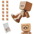 thumbnail image 1 of Wooden Man Figurine Wooden Feet with 12pcs Expressions Funny Dashboard Figurine Handmade Wobble Doll for Car Accessories & Desk Decoration, 1 of 9