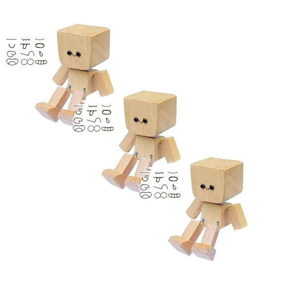 Shaking Wooden Man Figurine Verdsylv 3 Piece Wooden Leg Shaking Doll Ornament - Creative Figurine for Home Office Desk Shelf Decoration, Fun Accessory, Handmade Shaking Feet Wooden Doll, Khaki3