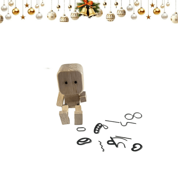 Shaking Wooden Man Figurine with 12 Magnetic Expressions, Handmade Car Dashboard Decor, Wooden Figure Desktop Ornament, Gifts for Wife Daughter-C