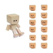 Shaking Wooden Man Statue Handmade Shaking Feet Wooden Doll with Magnetic Expression Faces Home Decor Dashboard Ornaments for Car Enthusiasts Thoughtful Gift for Craft Lovers One Size