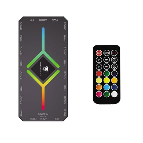 ShakingTank ARGB and PWM HUB 9 PortsFor A-RGB &PWM Case Fan Hub with Controller and SATA Power Input, Magnetic backplane Splitter 5V/3PIN ARGB Case Fan Hub Adapter PWM ARGB Fan