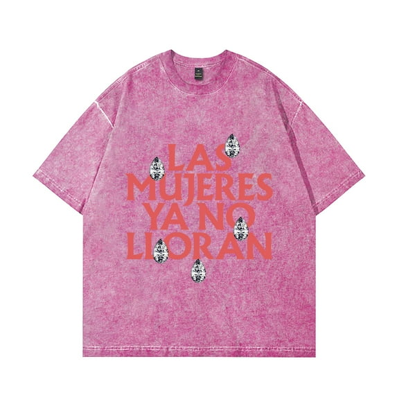 Shakira Las Mujeres Vintage Washed Unisex Hip Hop Tee - Crew Neck Short Sleeve