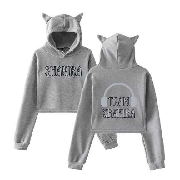 Shakira Las Mujeres Ya No Lloran Cat Ear Hoodie Retro Casual Women's Short Hoodie Sportswear