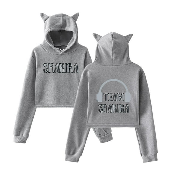 Shakira Las Mujeres Ya No Lloran Cat Ear Hoodie Retro Casual Women's Short Hoodie Sportswear