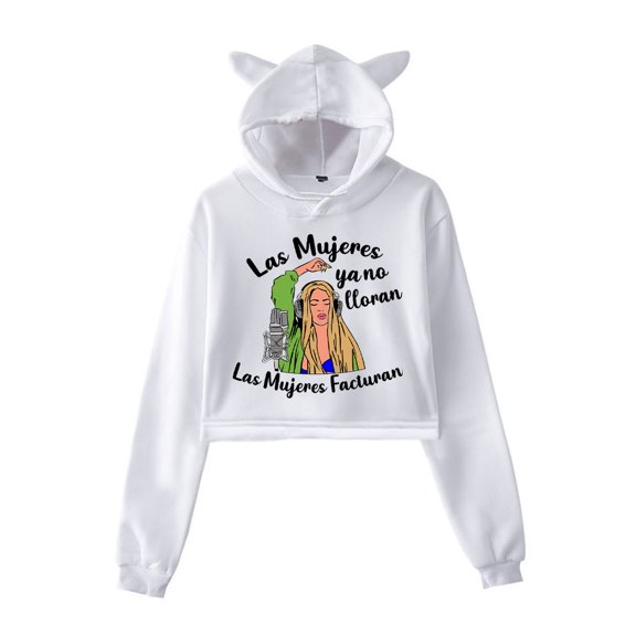 Shakira Las Mujeres Ya No Lloran Cat ear hoodie fashion trend women's short hoodie sportswear