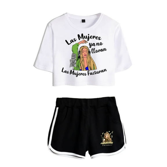 Shakira Las Mujeres Ya No Lloran Fashion and trendy women's short sleeved shorts streetwear set