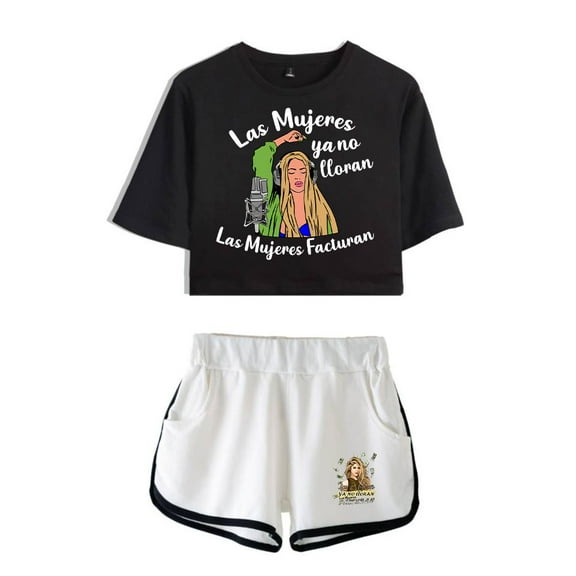 Shakira Las Mujeres Ya No Lloran Fashion and trendy women's short sleeved shorts streetwear set