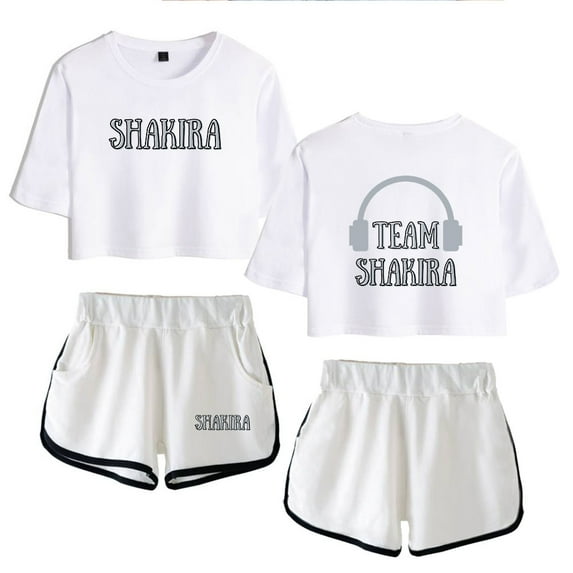 Shakira Las Mujeres Ya No Lloran Retro casual women's short sleeved shorts streetwear set