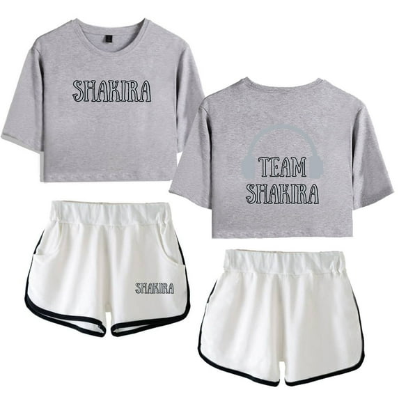 Shakira Las Mujeres Ya No Lloran Retro casual women's short sleeved shorts streetwear set