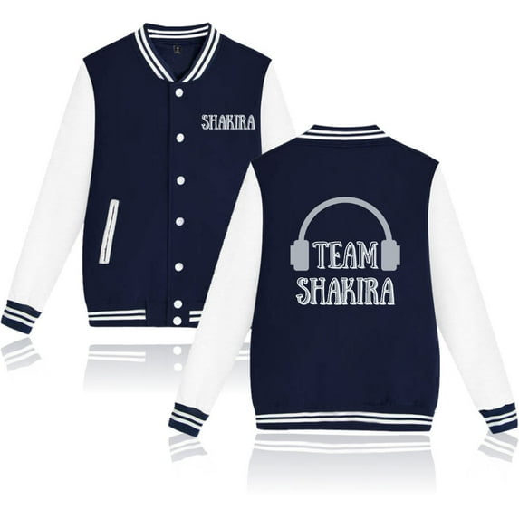 Shakira Las mujeres ya no lloran World Tour Baseball Jersey Street Trend Snap Button Long Sleeve Top