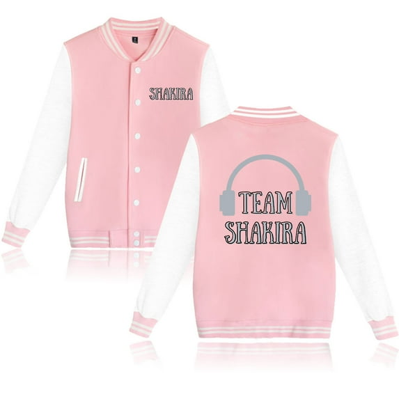 Shakira Las mujeres ya no lloran World Tour Baseball Jersey Street Trend Snap Button Long Sleeve Top
