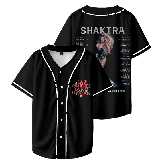 Shakira Las mujeres ya no lloran World Tour Baseball T-Shirt Unisex Snap Button Short Sleeve Top