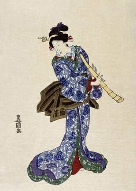 Shakuhachi Canvas Art - Utagawa Toyokuni (20 x 28)