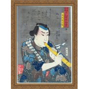Shakuhachi player 28x38 Large Gold Ornate Wood Framed Canvas Art by Utagawa Kuniyoshi