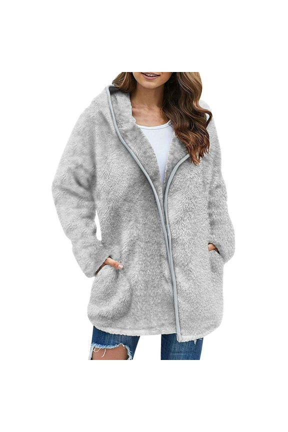 Bed Jackets Women Casual Fashion Thick Solid Color Knit Cardigan Sleeve Sweater Jacket Coat Coat Grey XX-Large
