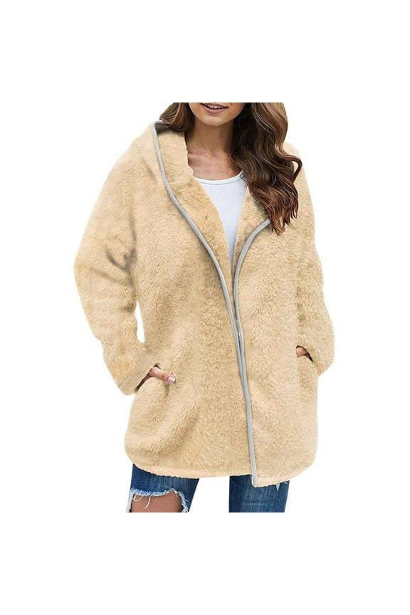 Bed Jackets Women Casual Fashion Thick Solid Color Knit Cardigan Sleeve Sweater Jacket Coat Coat Khaki Small